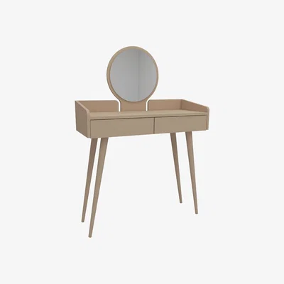 The Range Burim Makeup Vanity Table with Mirror - Beige / Glass Melamine Metal Particle Board Plastic PVC