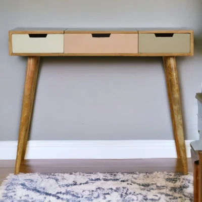 The Range Solid Wood Pink Gradient Dressing Table - Brown and Pink