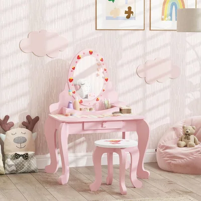 The Range AIYAPLAY Strawberry Theme Kids Dressing Table Set - Pink