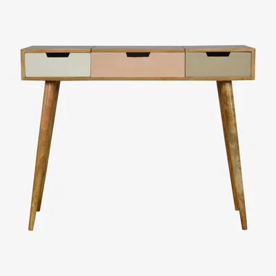 The Range Modern Hand Crafted Blush Pink Dressing Table with Foldable Mirror - Pink