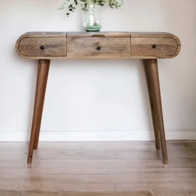 The Range Solid Wood Oak-ish Round Dressing Table - Brown