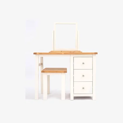 The Range Maggiori 3 Drawer Dressing Table Set - White / Chrome Knob