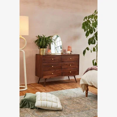 Urban Outfitters Cynthia 6-Drawer Dresser - Brown 117cm x 45cm x 80cm at Urban Outfitters