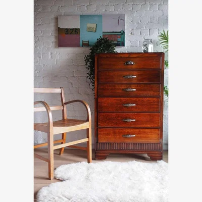 Urban Outfitters Urban Renewal Vintage Mid-Century Oak 6-Drawer Chest - Neutral 121cm x 75cm x 44cm at Urban Outfitters