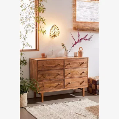 Urban Outfitters Urban Outfitters Wyatt 6-Drawer Dresser - Natural L: 135.9cm x W: 45.7cm x H: 96.5cm