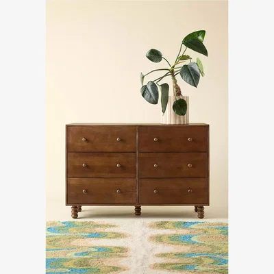 Urban Outfitters Clara 6-Drawer Dresser - Brown L: 127 x W: 46 x H: 84 cm at Urban Outfitters