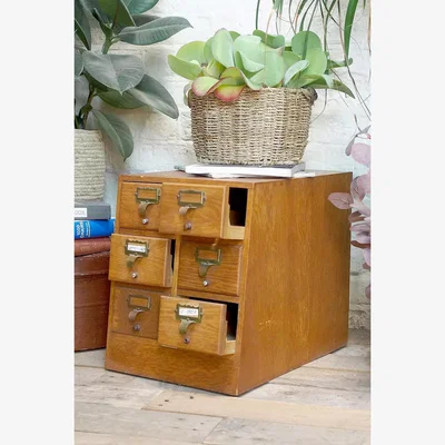 Urban Outfitters Urban Renewal Vintage Oak Library Card Drawers - Neutral 40cm x 43cm x 48cm at Urban Outfitters
