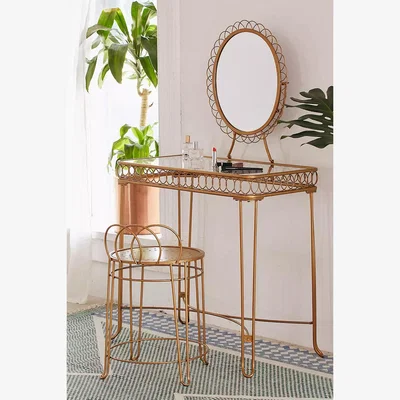Urban Outfitters Wire Loop Dressing Table - Gold ALL at Urban Outfitters