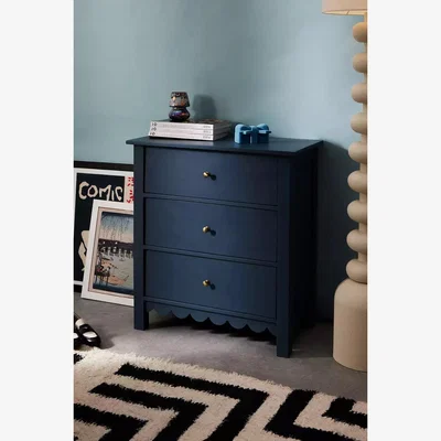 Urban Outfitters Navy Primrose 3-Drawer Dresser - Blue H: 83cm x W: 40.5cm x L: 76cm at Urban Outfitters