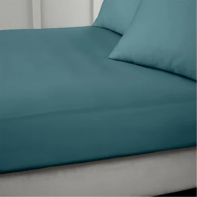 Amara 400 Thread Count Cotton Sateen Fitted Sheet - Teal