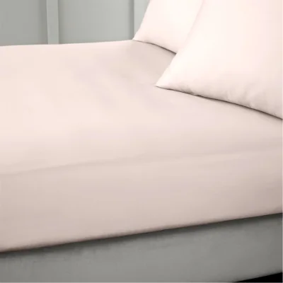 Amara 400 Thread Count Cotton Sateen Fitted Sheet - Blush Pink