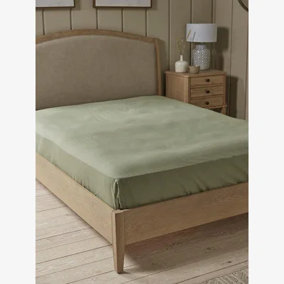 Cox and Cox Cotton King Fitted Sheet- Eucalyptus