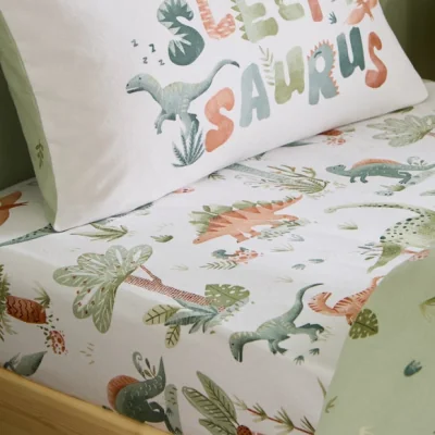 Dunelm Catherine Lansfield SleepySaurus Brushed Cotton Fitted Sheet
