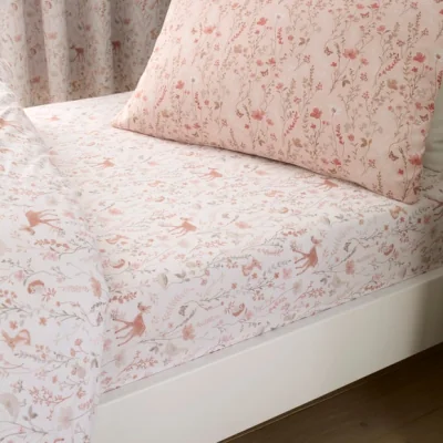 Dunelm Set of 2 Woodland Floral 100% Cotton Fitted Sheets