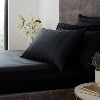Dunelm Hotel  Cotton 230 Thread Count Stripe Fitted Sheet