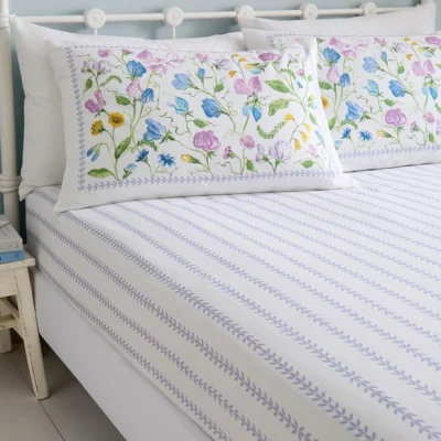 Dunelm Dreams N Drapes Sweetpea Floral 100% Cotton Fitted Sheet