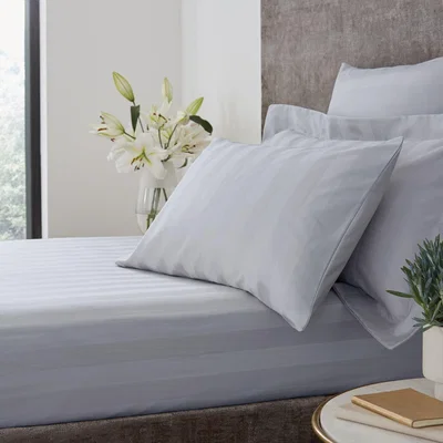 Dunelm Hotel  Cotton 230 Thread Count Stripe Fitted Sheet