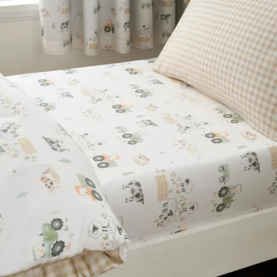 Dunelm Set of 2 Farmyard Friends 100% Cotton Fitted Sheets
