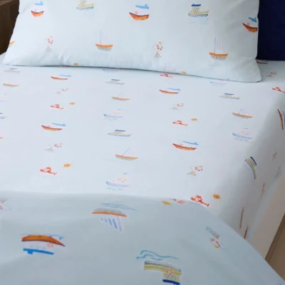 Dunelm Set of 2 Little Boats Fitted Bed Sheets