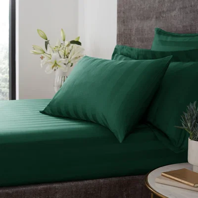 Dunelm Hotel  Cotton 230 Thread Count Stripe Fitted Sheet