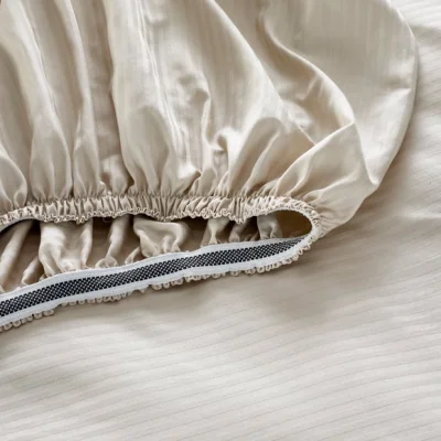 Dunelm Hotel Cotton Stripe 400 Thread Count Grip Fitted Sheet