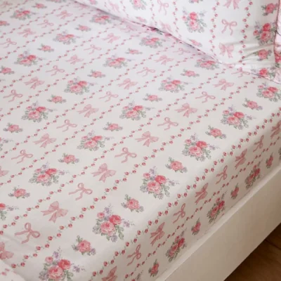Dunelm Set of 2 Vintage Floral Cotton Fitted Bed Sheets