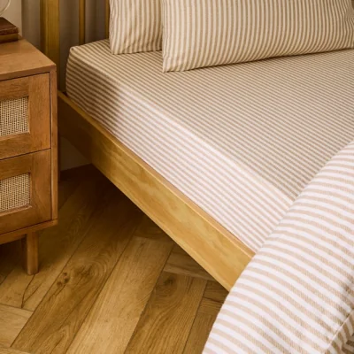 Dunelm Camille Stripe 100% Brushed Cotton Fitted Sheet