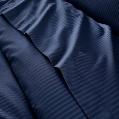 Dunelm Hotel Cotton Stripe Grip 400 Thread Count Flat Sheet
