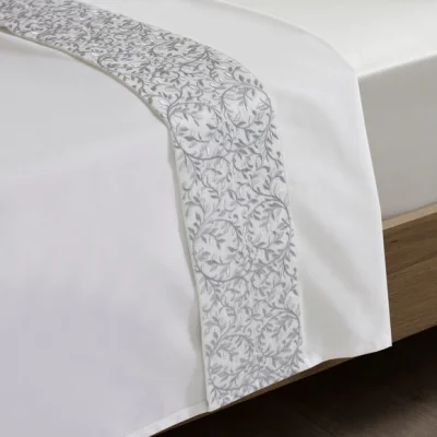 Dunelm Dorma Elmley Embroidered 100% Cotton Flat Sheet