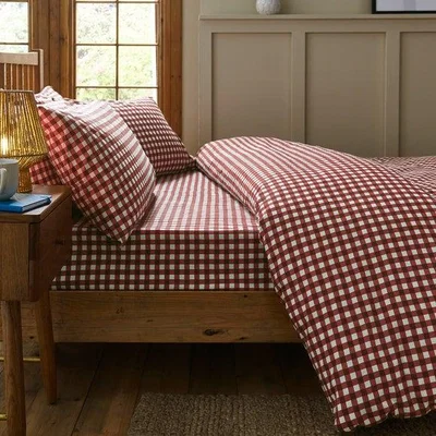 Dunelm Maeva Gingham 100% Brushed Cotton Fitted Sheet