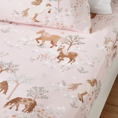 Dunelm Set of 2 Pony Meadows Cotton Fitted Bed Sheets