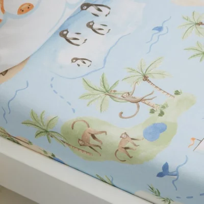 Dunelm Set of 2 Adventure Maps 100% Cotton Fitted Sheets
