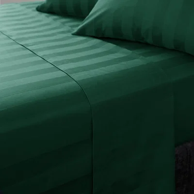 Dunelm Hotel 230 Thread Count Satin Stripe 100% Cotton Flat Sheet