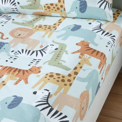 Dunelm Safari Adventure Organic Cotton Fitted Bed Sheets