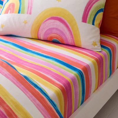 Dunelm Watercolour Rainbow Cotton Fitted Sheet