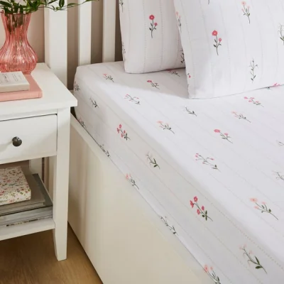 Dunelm Stella Floral Polycotton Fitted Sheet