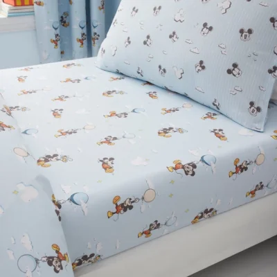 Dunelm Set of 2 Disney Soft Skies Mickey Mouse 100% Cotton Fitted Sheets
