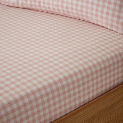 Dunelm Portloe Gingham Woven Cotton Fitted Sheet