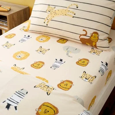 Dunelm Pack of 2 Safari Fitted Bed Sheets