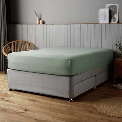 Habitat Silentnight Supersoft 28cm Sage Green Fitted Sheet - Double