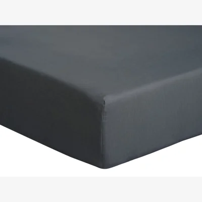 Habitat Habitat Cotton Rich 180TC Plain Charcoal Fitted Sheet-Double