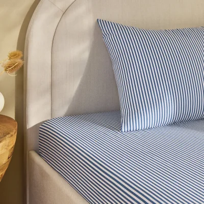 Habitat Habitat Oxford Stripe Printed Blue Fitted Sheet - Single