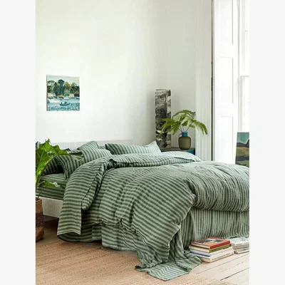 John Lewis Piglet in Bed Pembroke Stripe Linen Fitted Sheet
