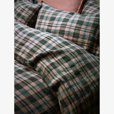 John Lewis Piglet in Bed Plaid Linen Flat Sheets