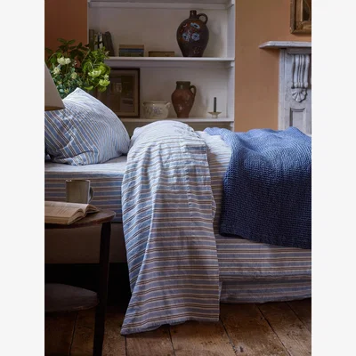 John Lewis Piglet in Bed Sommerley Stripe Linen Blend Flat Sheet