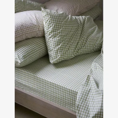John Lewis Piglet in Bed Gingham Cotton Fitted Sheet