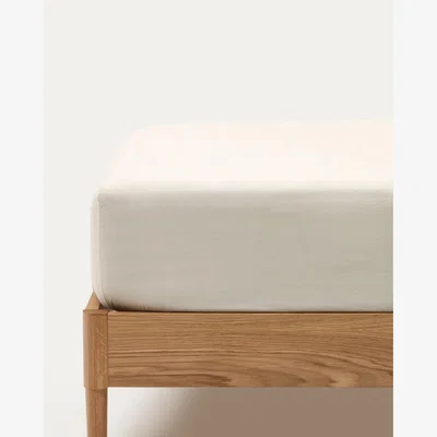Kave Home Ciurana 100% natural cotton fitted sheet, 135 x 200 cm