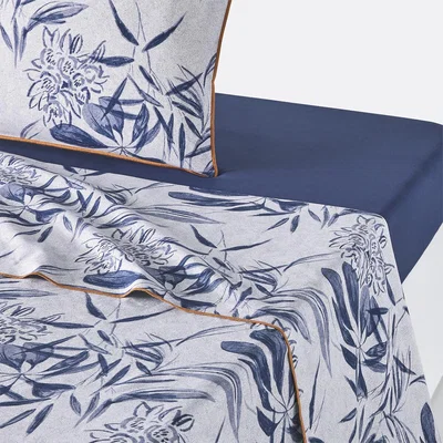 La Redoute Mishima Tropical Floral 100% Cotton Percale 200 Thread Count Flat Sheet