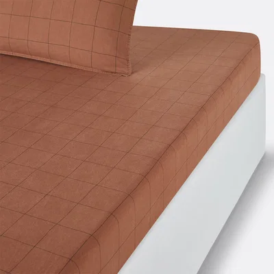 La Redoute Monille Checked Washed Cotton Fitted Sheet