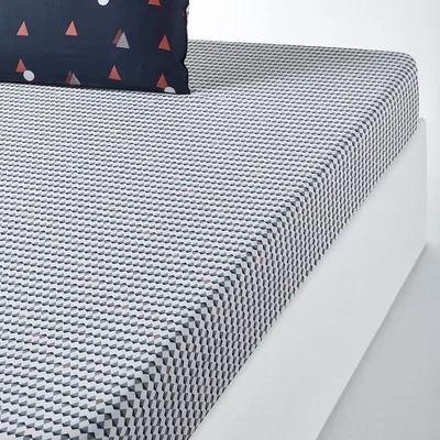 La Redoute Digna Geometric 100% Cotton 180 Thread Count Fitted Sheet